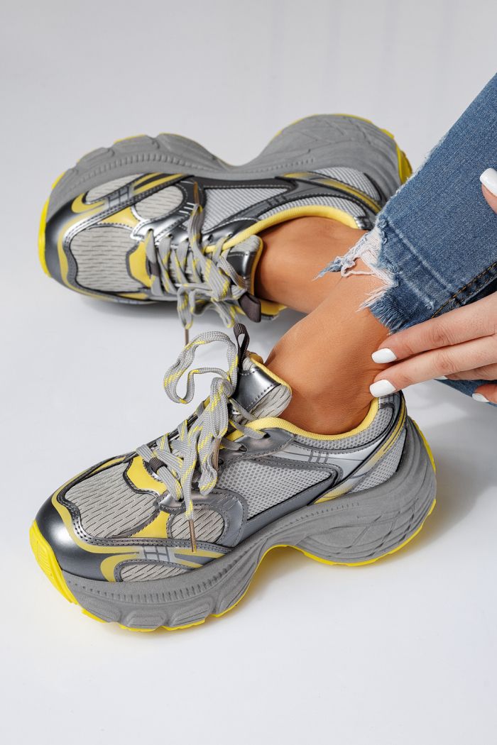 Дамски маратонки жълти от текстилен материал Anita #24547