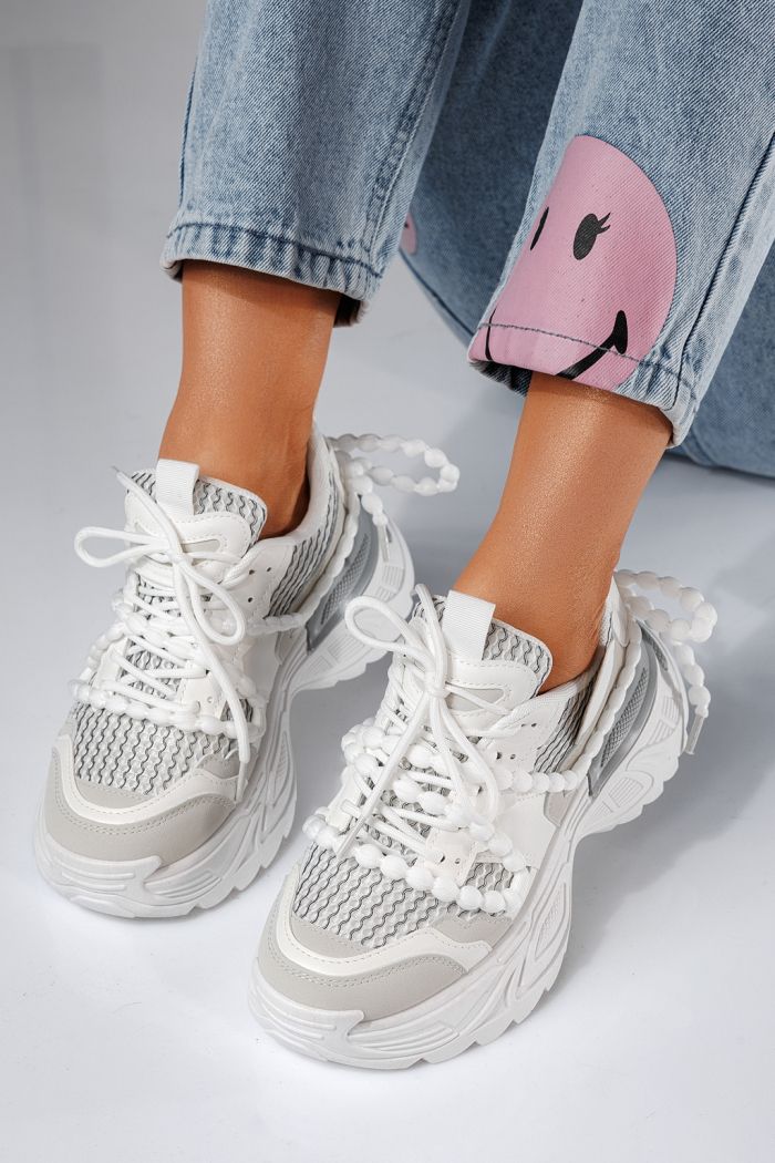 Дамски маратонки бели от еко кожа Evi #24551