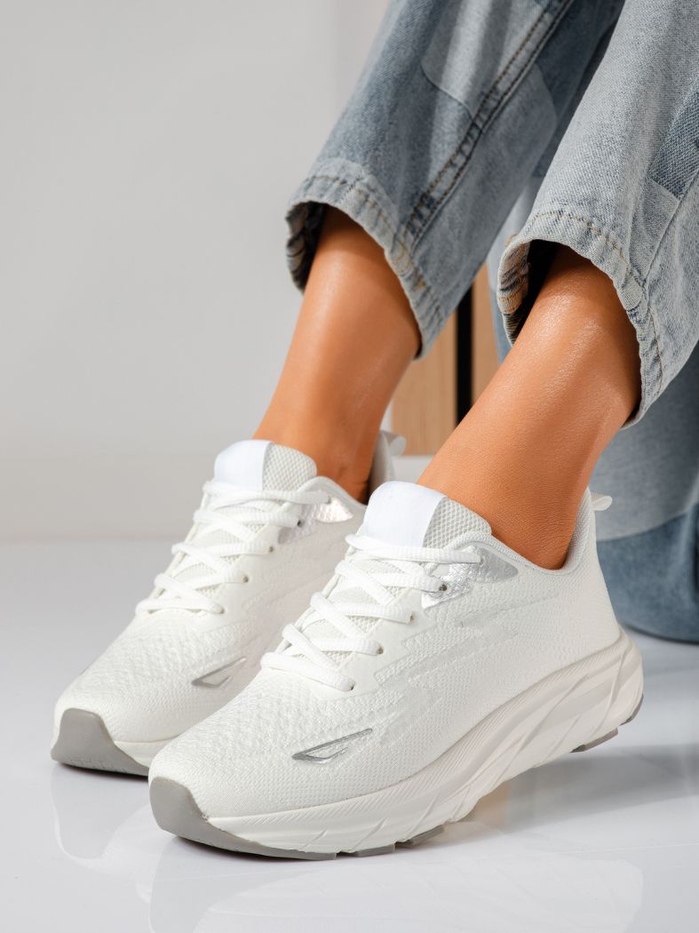 Дамски маратонки бели от текстилен материал Luisa #24556