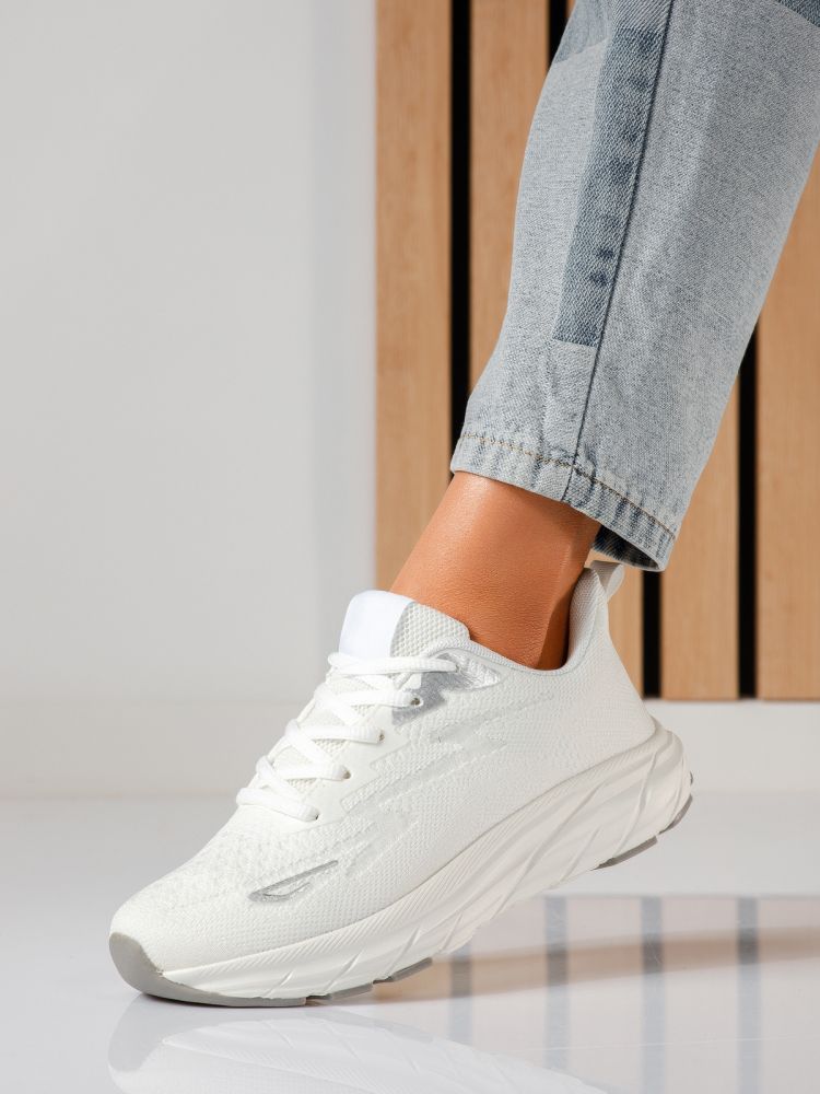 Дамски маратонки бели от текстилен материал Luisa #24556