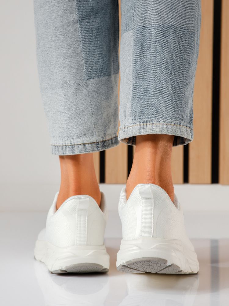 Дамски маратонки бели от текстилен материал Luisa #24556