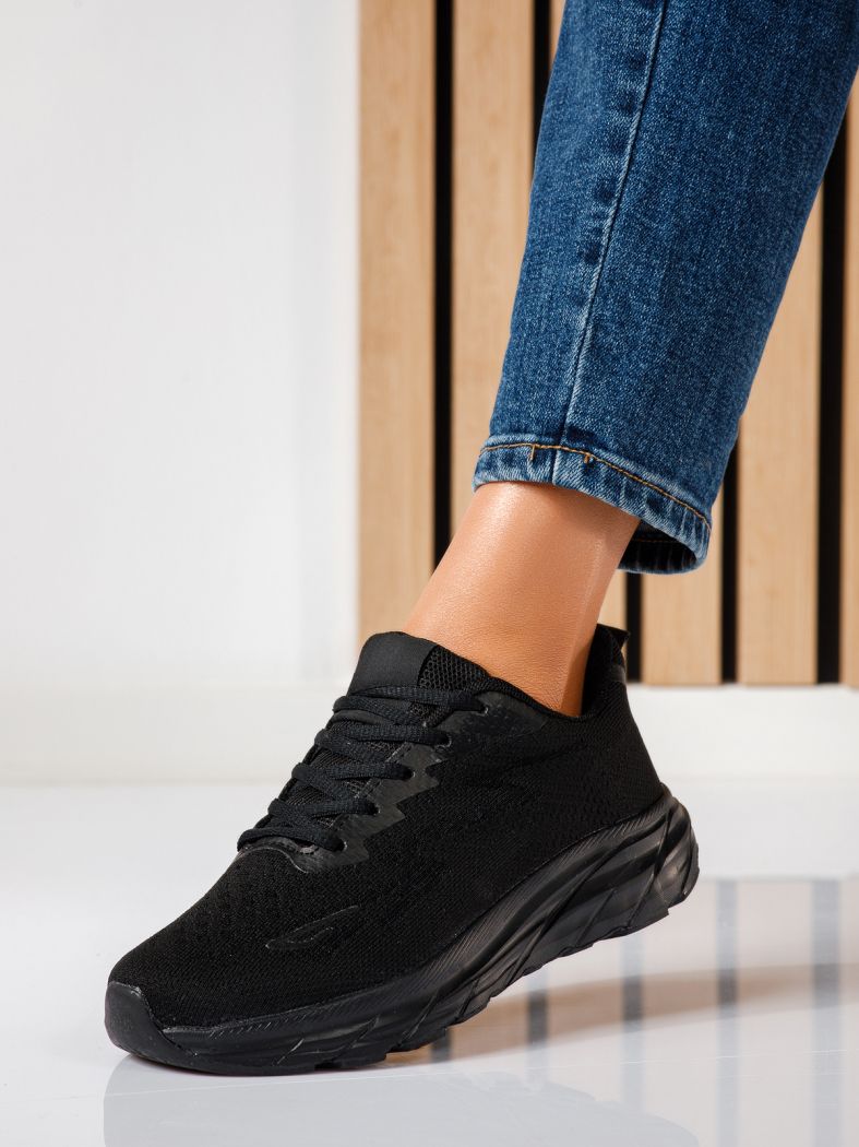 Дамски маратонки черни от текстилен материал Luisa #24558