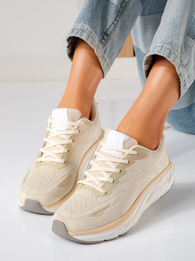 Дамски маратонки бежови от текстилен материал Luisa #24559