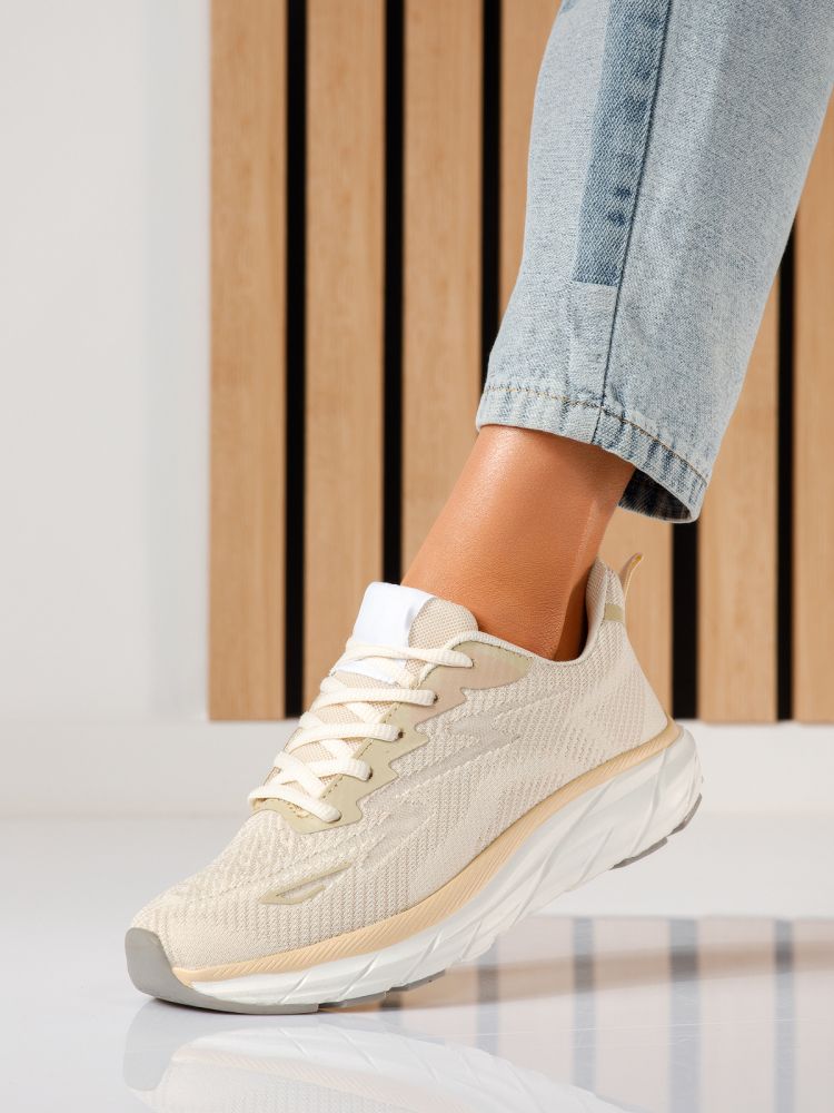 Дамски маратонки бежови от текстилен материал Luisa #24559