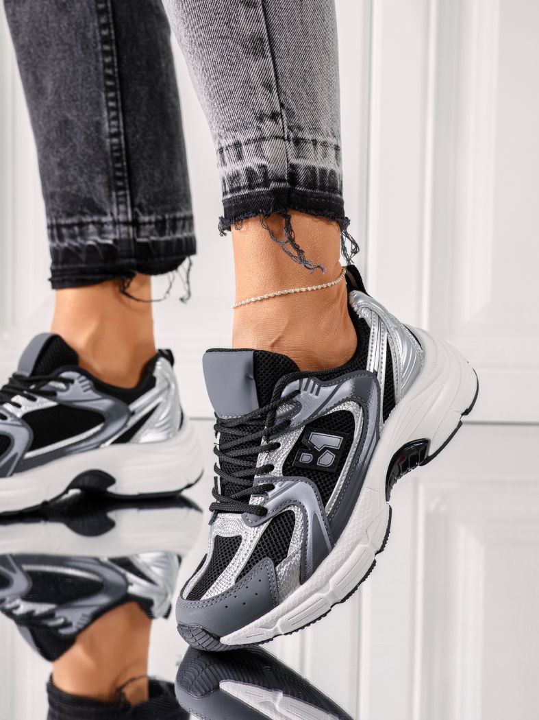 Дамски маратонки черни от текстилен материал Charlotte #24561