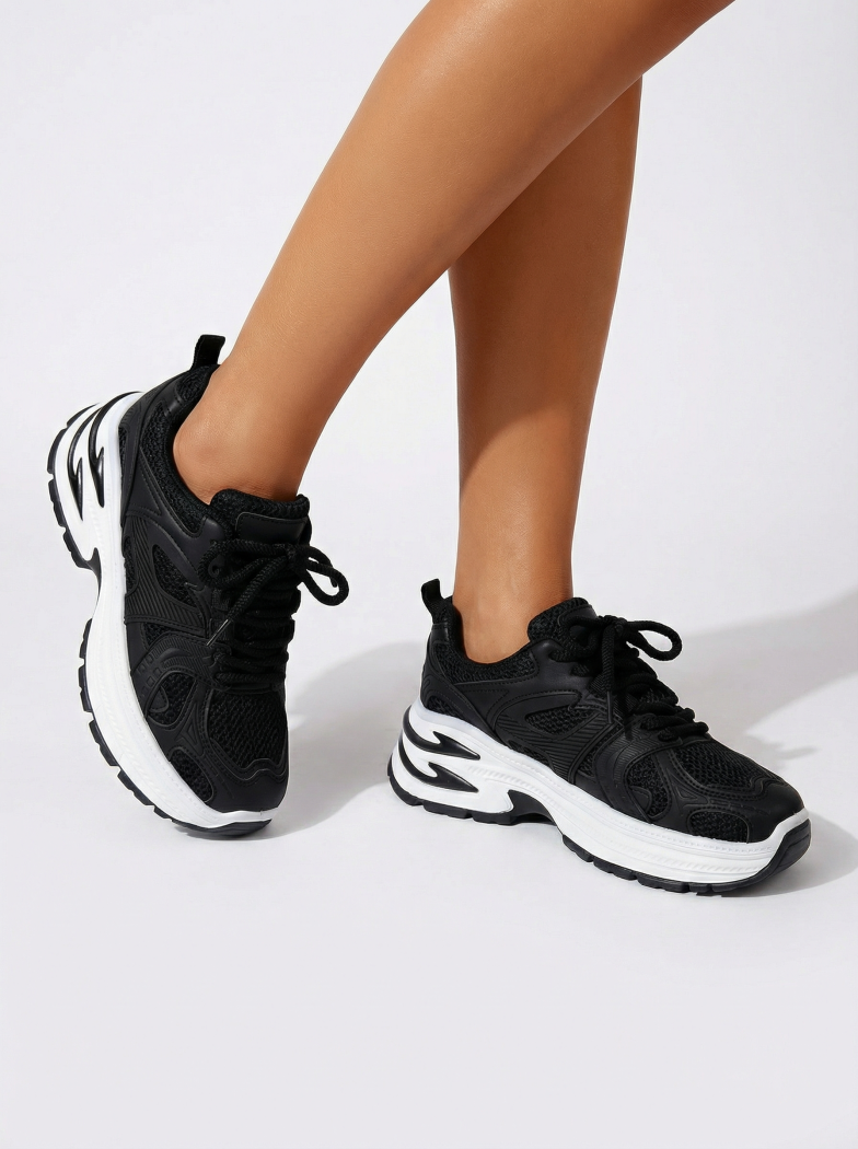 Дамски черни маратонки от екокожа Amber #24525