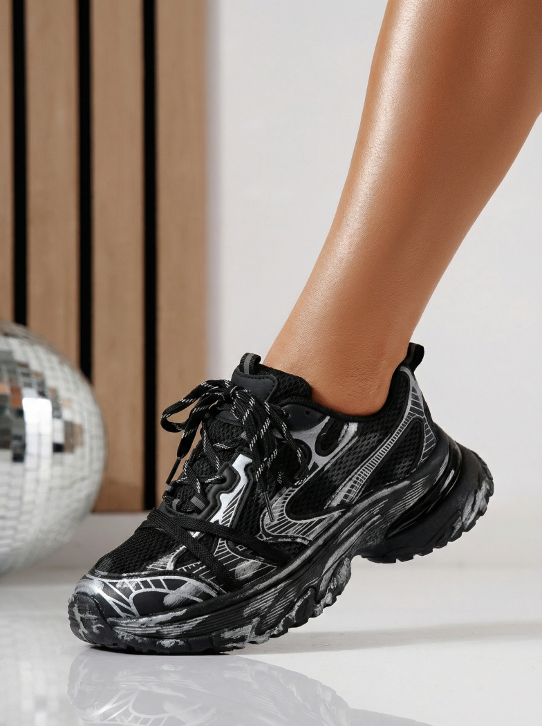 Дамски черни маратонки от екокожа Anne #24527