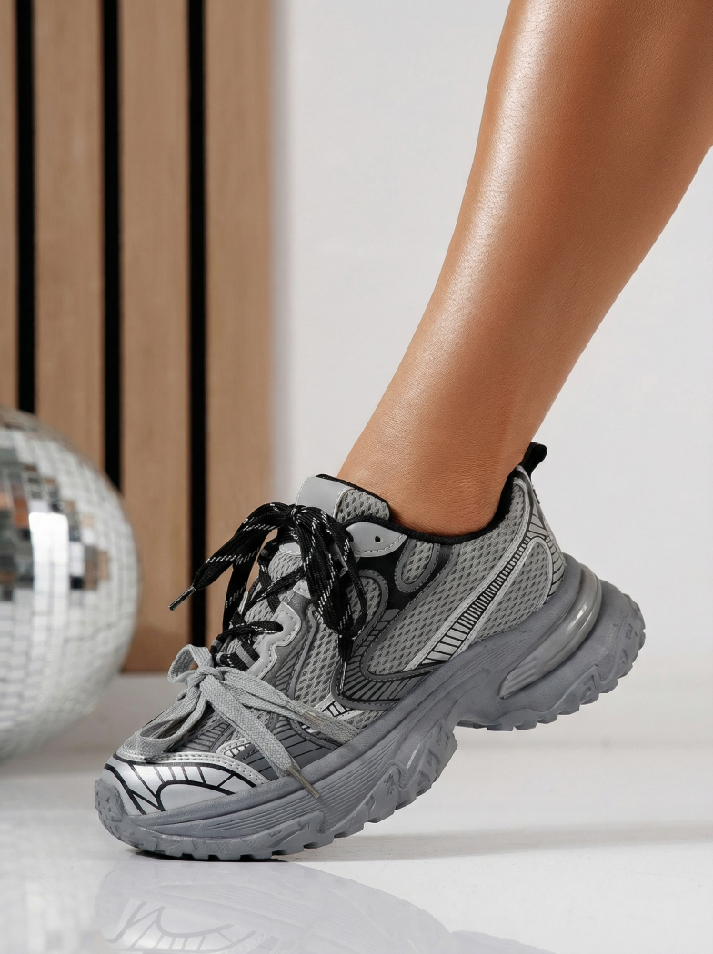 Дамски сиви кецове от еко кожа Anne #24529