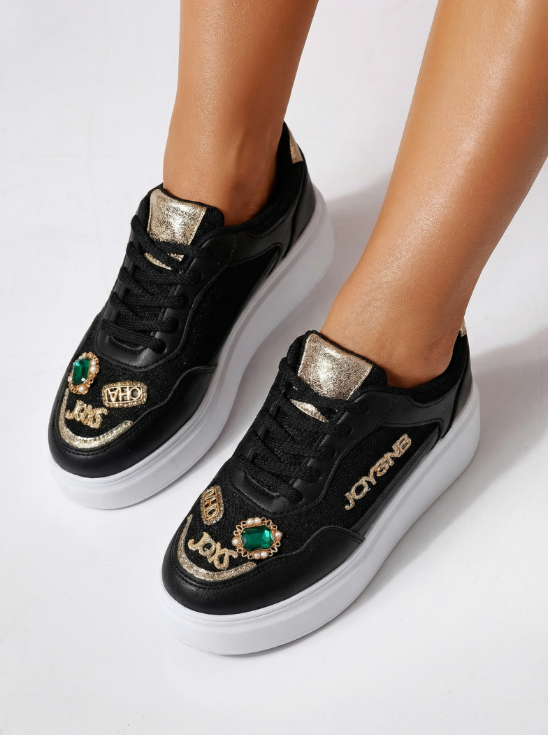 Дамски черни маратонки от екокожа Margot #24521