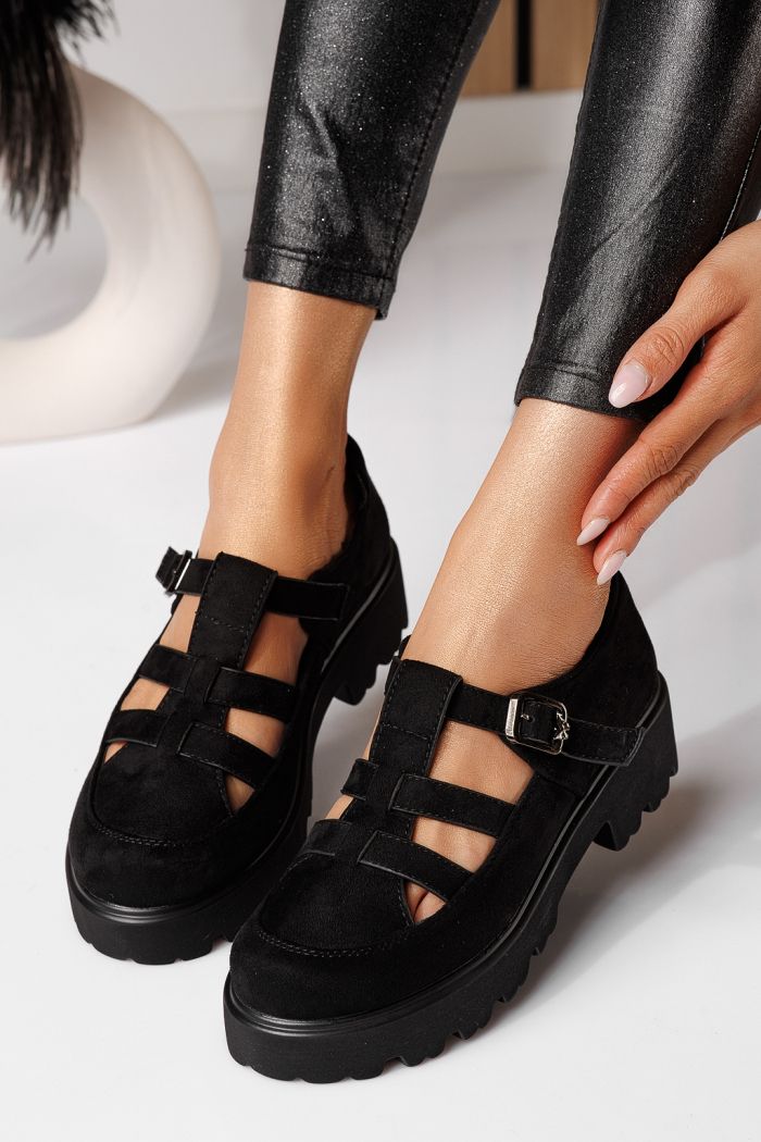 Всекидневни дамски обувки черни от обърната еко кожа Zinnia #24563