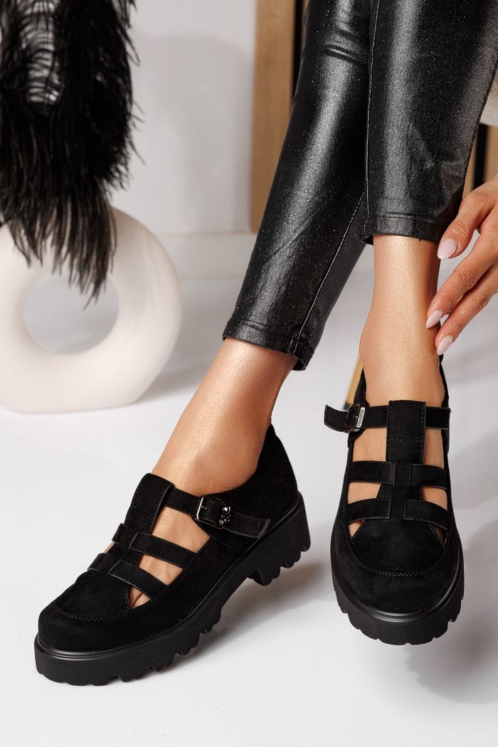 Всекидневни дамски обувки черни от обърната еко кожа Zinnia #24563