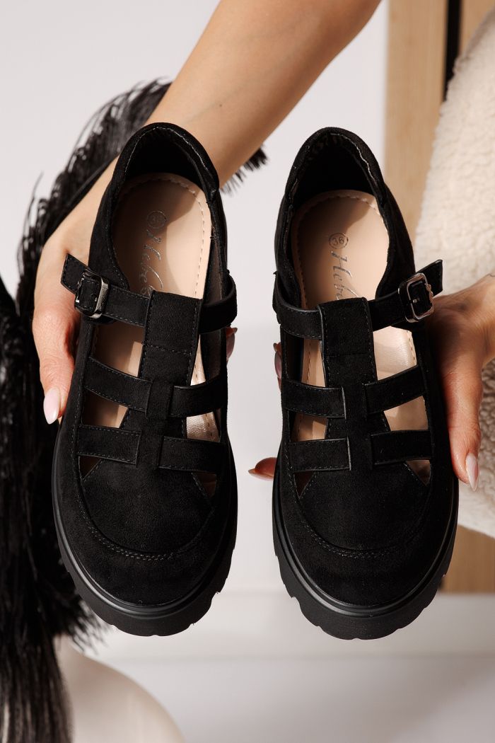 Всекидневни дамски обувки черни от обърната еко кожа Zinnia #24563