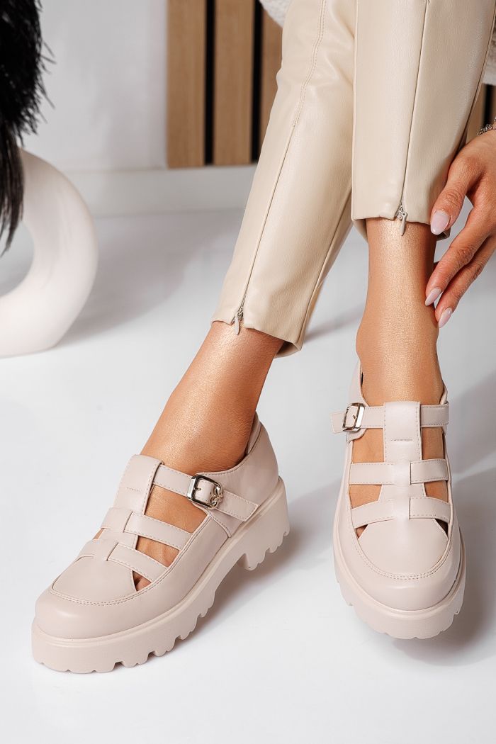 Всекидневни дамски обувки бежови от еко кожа Zinnia #24564