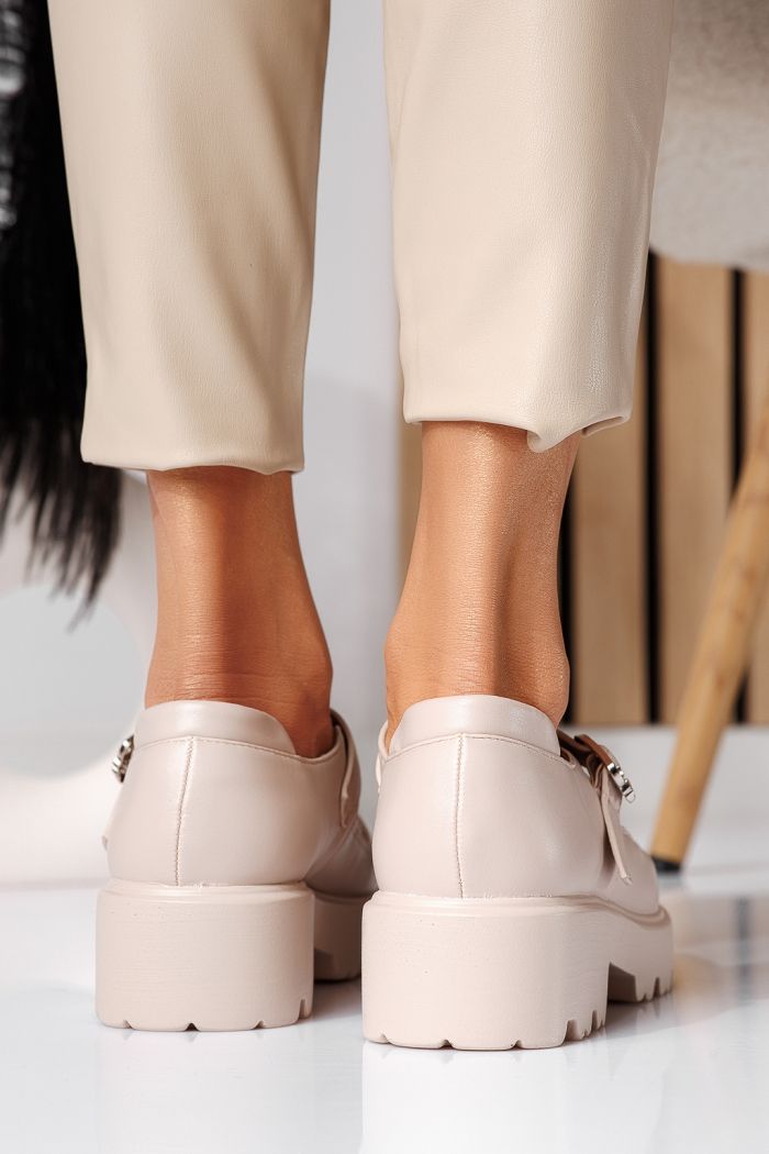 Всекидневни дамски обувки бежови от еко кожа Zinnia #24564