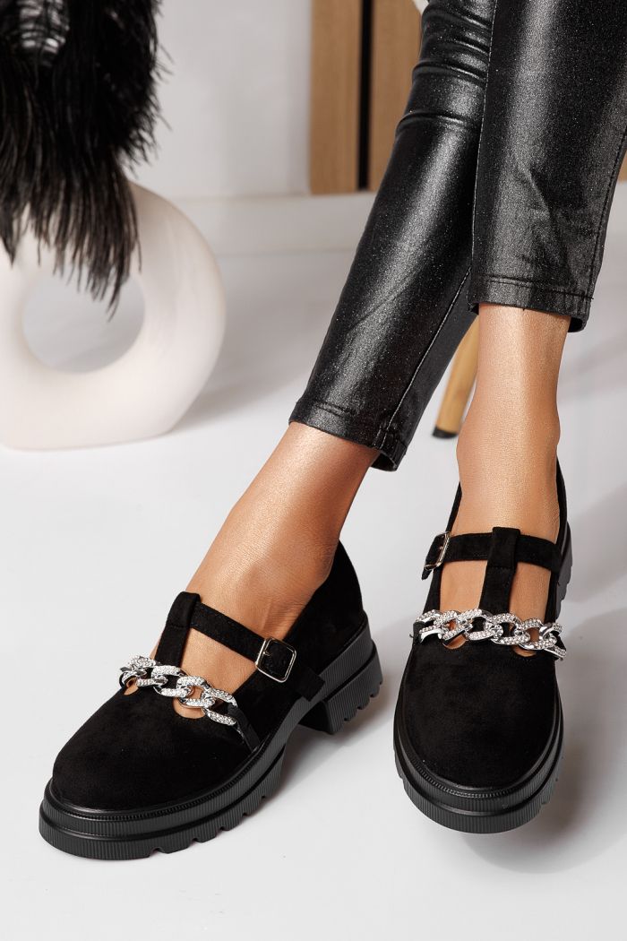 Всекидневни дамски обувки черни от обърната еко кожа Vespera #24566