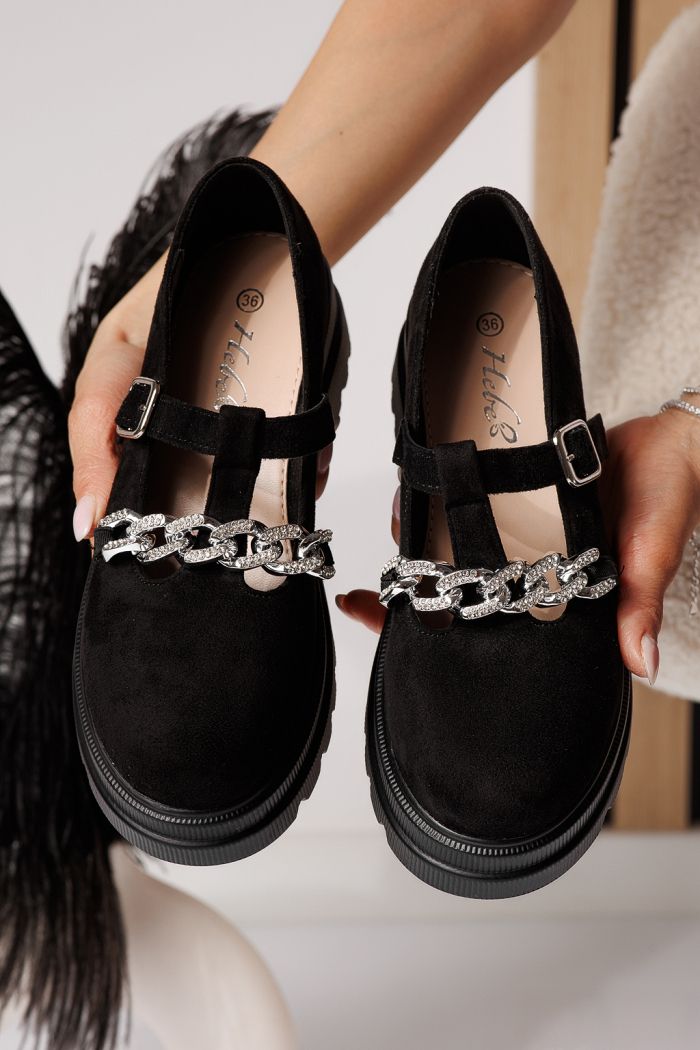 Всекидневни дамски обувки черни от обърната еко кожа Vespera #24566