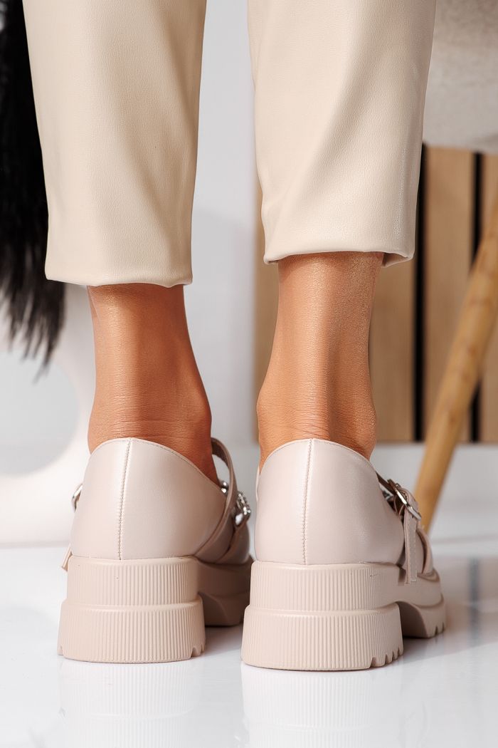 Всекидневни дамски обувки бежови от еко кожа Vespera #24567