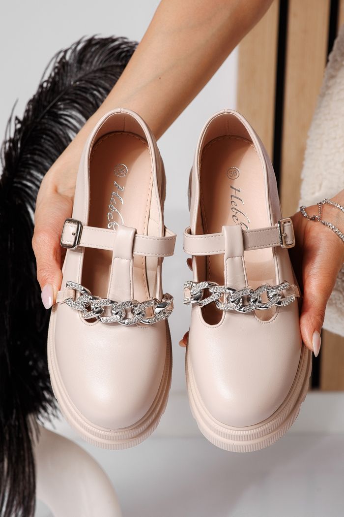 Всекидневни дамски обувки бежови от еко кожа Vespera #24567