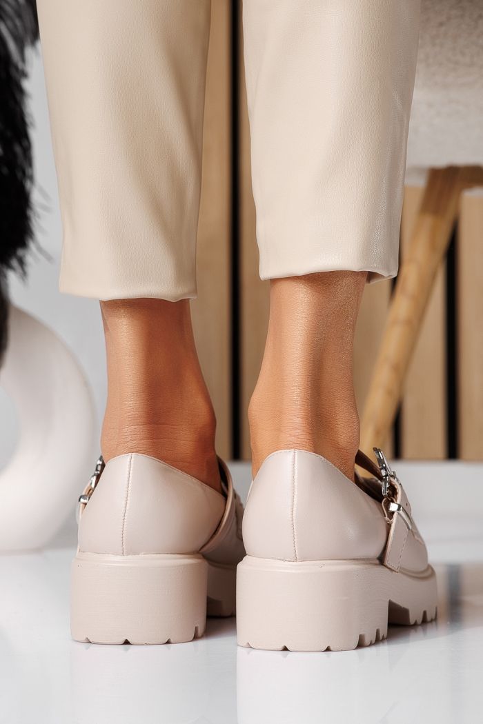 Всекидневни дамски обувки бежови от еко кожа Isis #24569