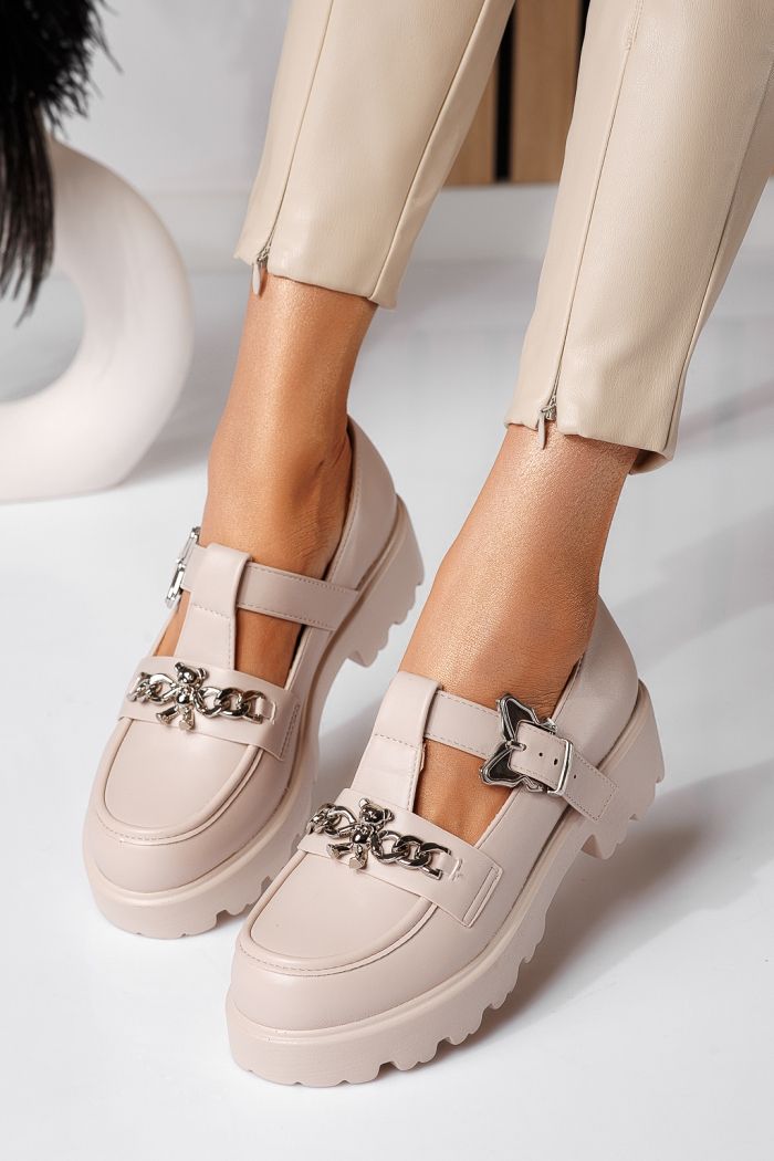 Всекидневни дамски обувки бежови от еко кожа Isis #24569