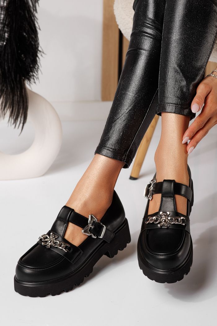 Всекидневни дамски обувки черни от еко кожа Isis #24570