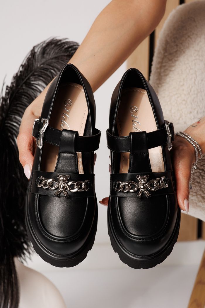 Всекидневни дамски обувки черни от еко кожа Isis #24570