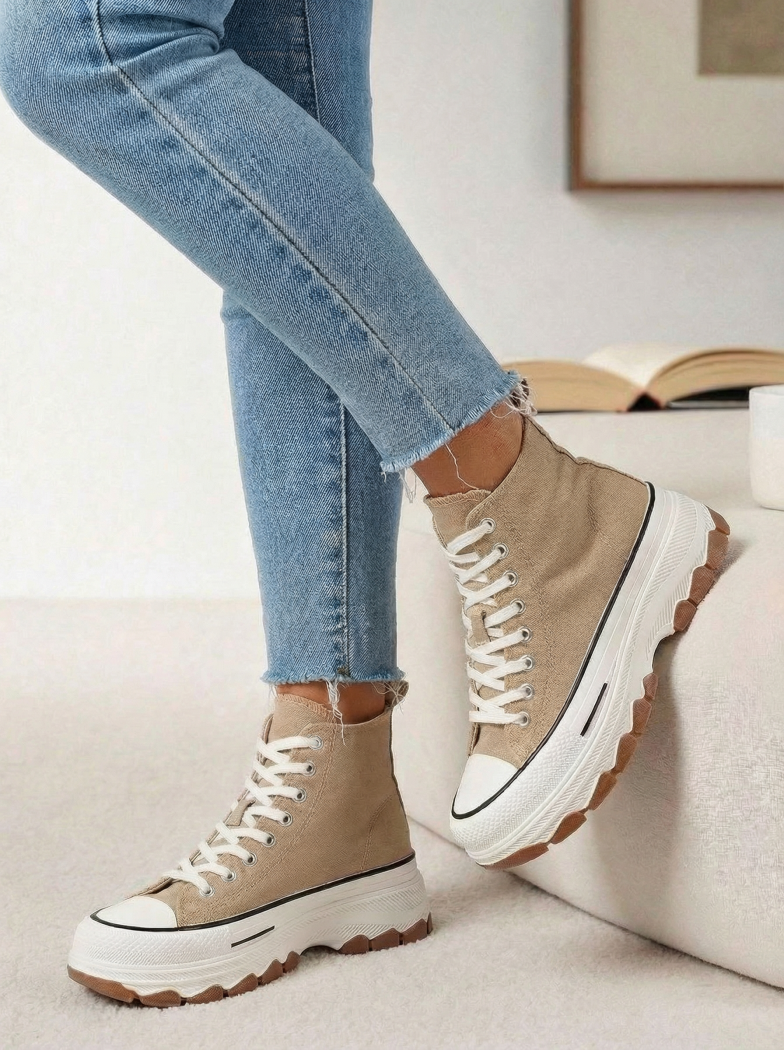 Дамски каки текстилни маратонки Seline #24186