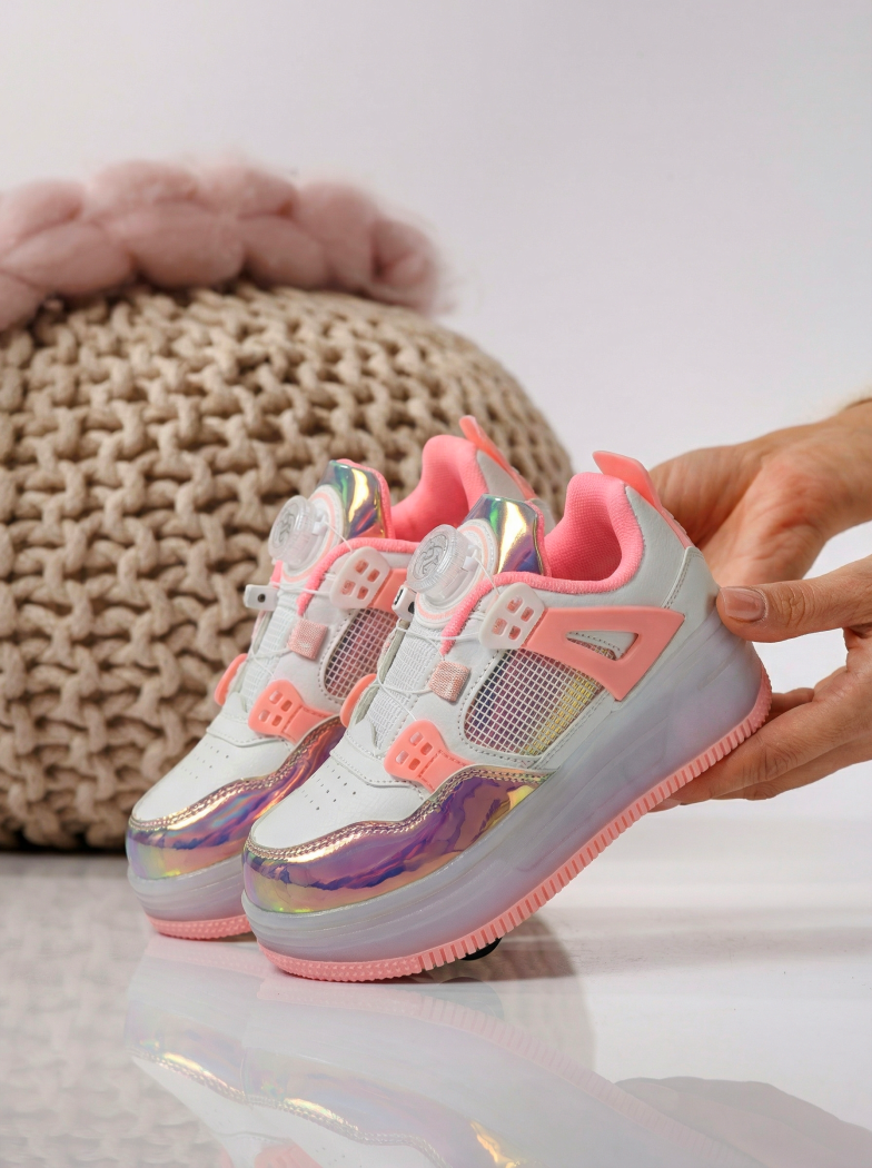 Розови екокожени ролер кецове Helys2 #24572