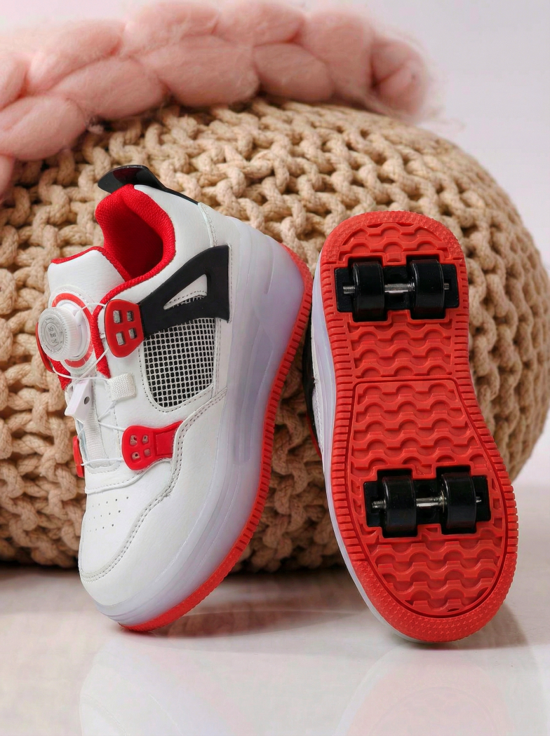 Маратонки с колелца червени от еко кожа Helys2 #24574