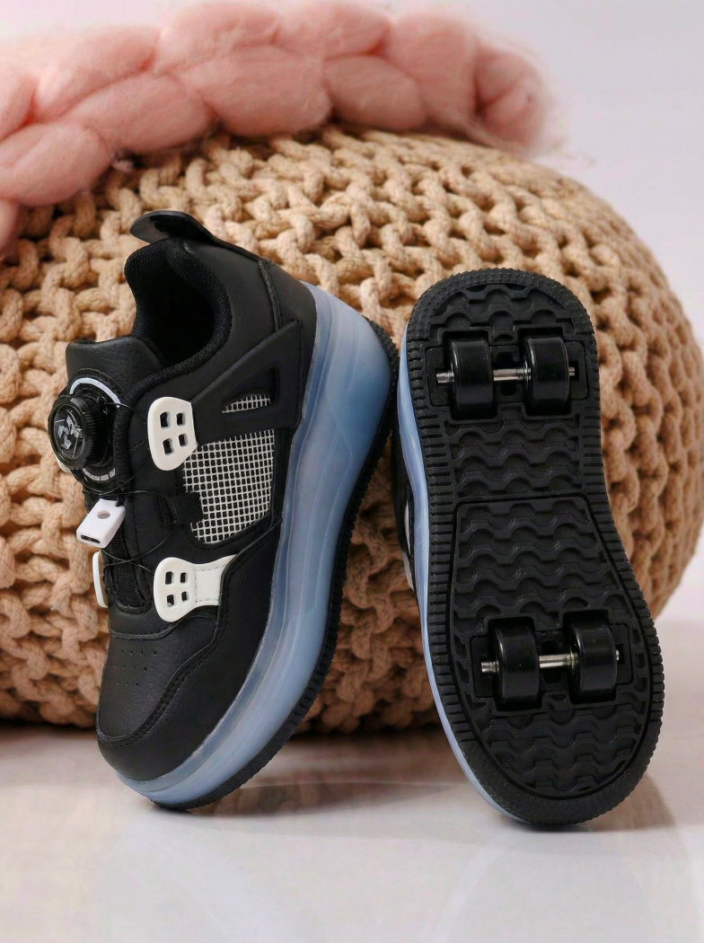 Маратонки с колелца черни от еко кожа Helys2 #24577