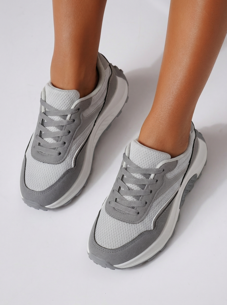 Дамски маратонки сиви от текстилен материал Agatha3 #24583