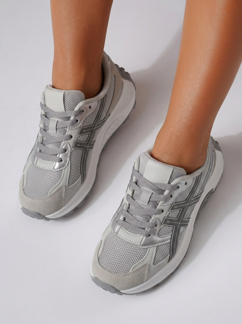 Дамски маратонки сиви от текстилен материал Agatha4 #24586