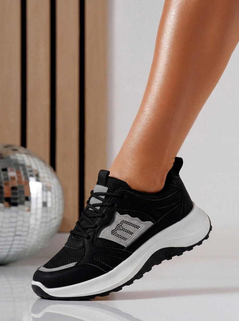 Дамски маратонки черни от текстилен материал Maggie #24589