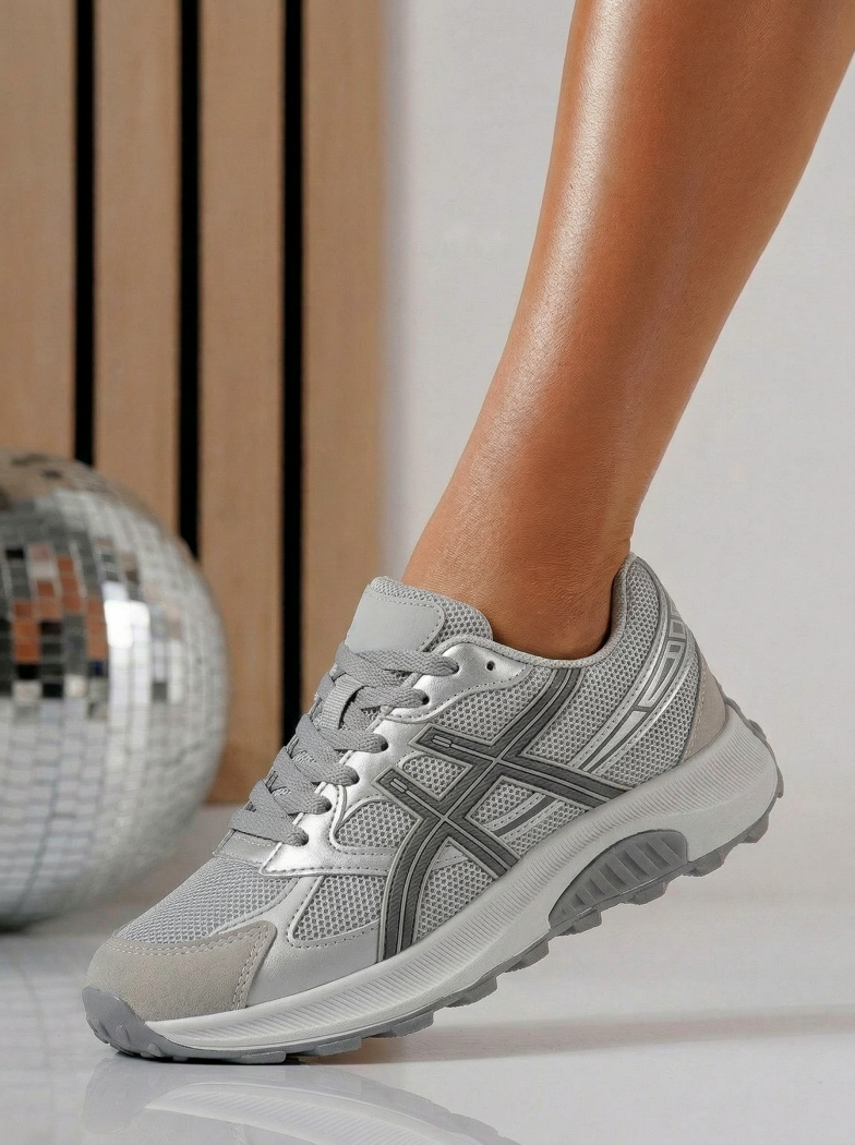 Дамски маратонки сиви от текстилен материал Agatha4 #24586