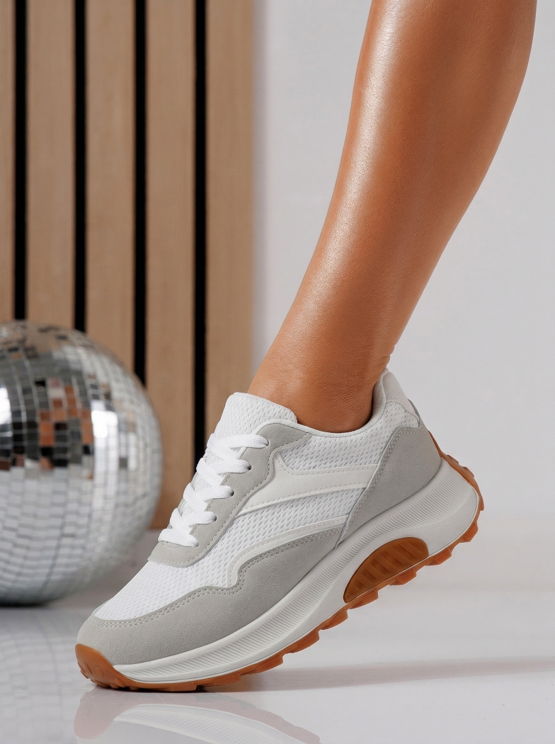 Дамски маратонки бели  от текстилен материал Agatha3 #24582