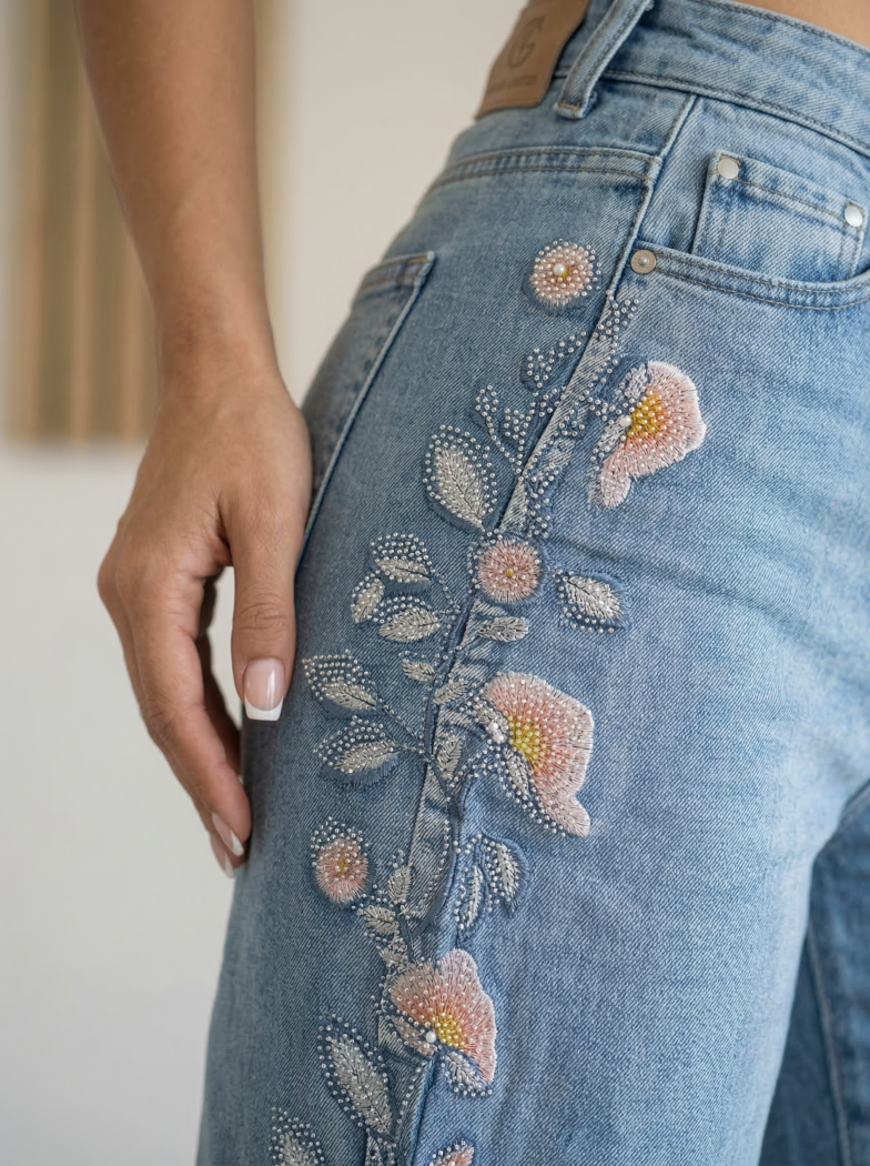 Дамски разкроени дънки Katia сини #A1414