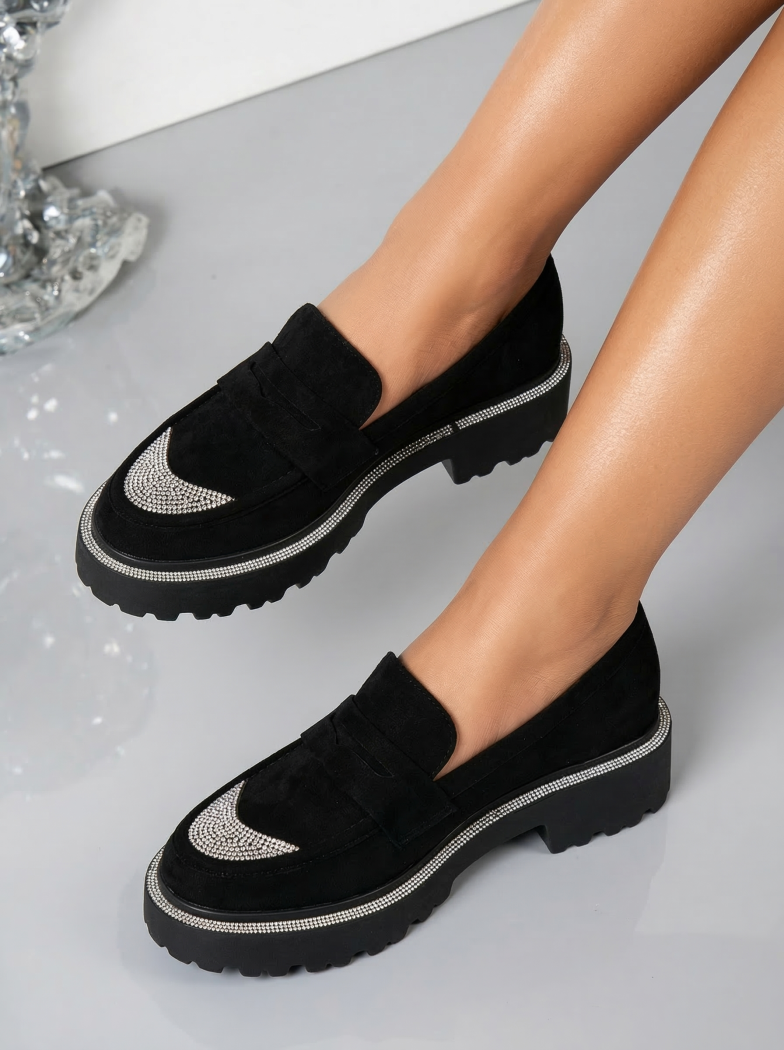 Всекидневни дамски обувки черни от обърната еко кожа Neo #18567