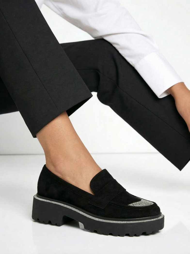 Всекидневни дамски обувки черни от обърната еко кожа Neo #18567