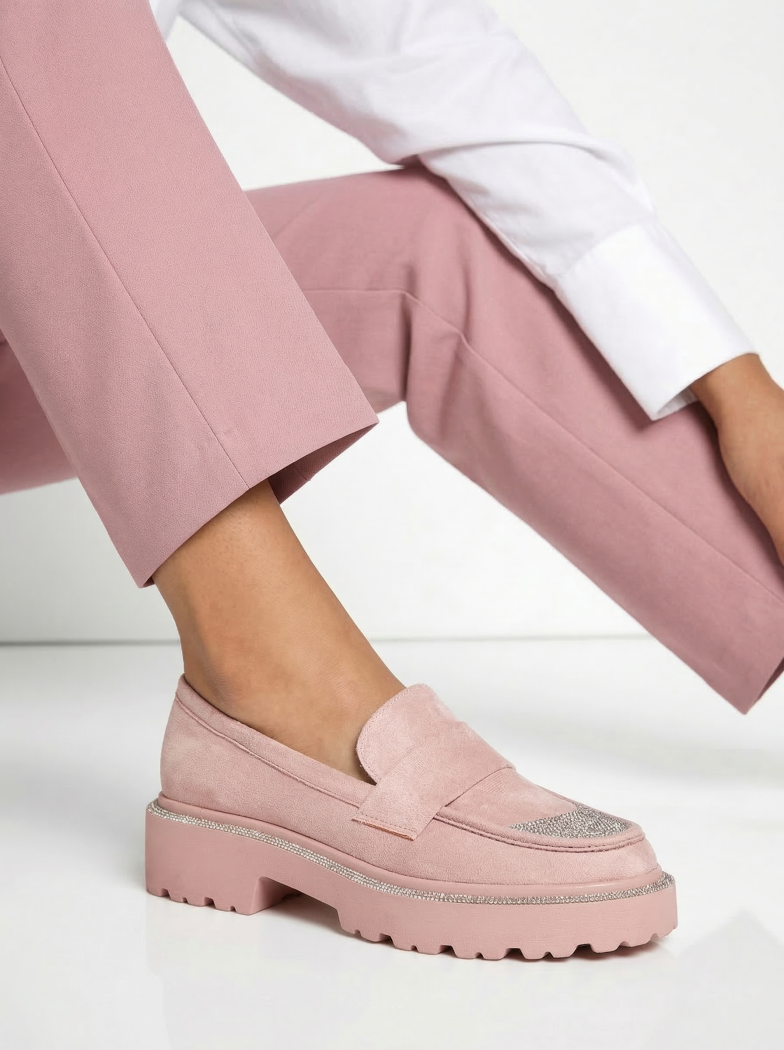 Всекидневни дамски обувки розови от обърната еко кожа Neo #18566