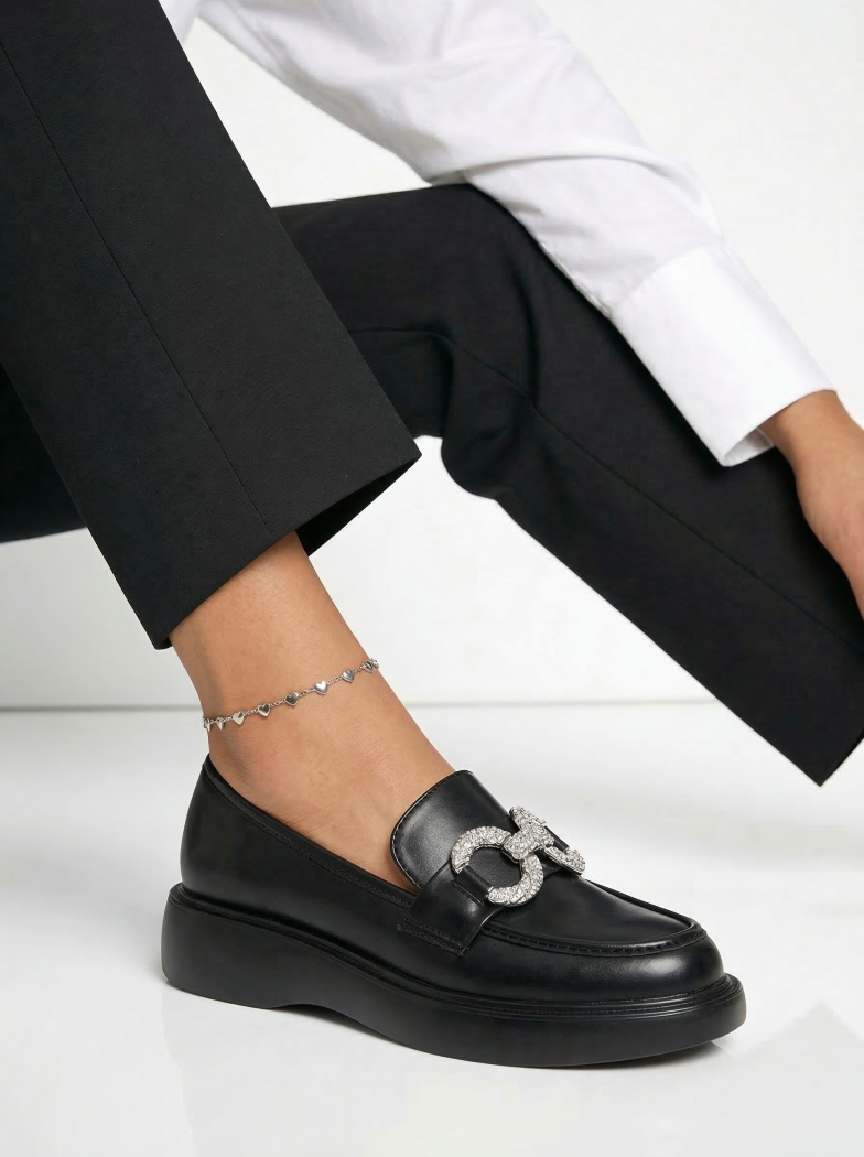 Всекидневни дамски обувки черни от еко кожа Ella #18317