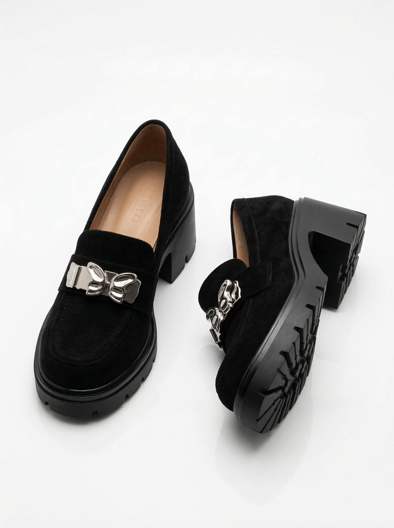 Всекидневни дамски обувки черни от обърната еко кожа Jenica #20782