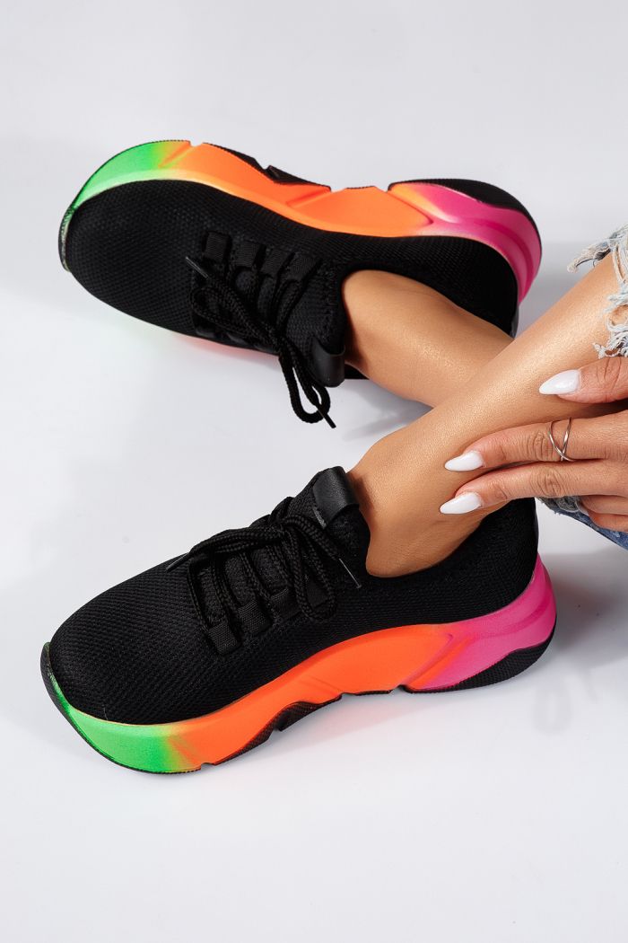 Дамски черни текстилни маратонки Maria #24609