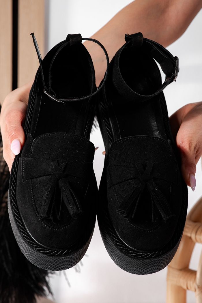 Всекидневни дамски обувки черни от обърната еко кожа Aryan #24611