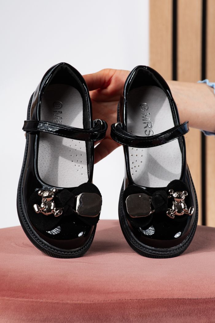 Обувки за момичета черни от лачена еко кожа Alina #24641