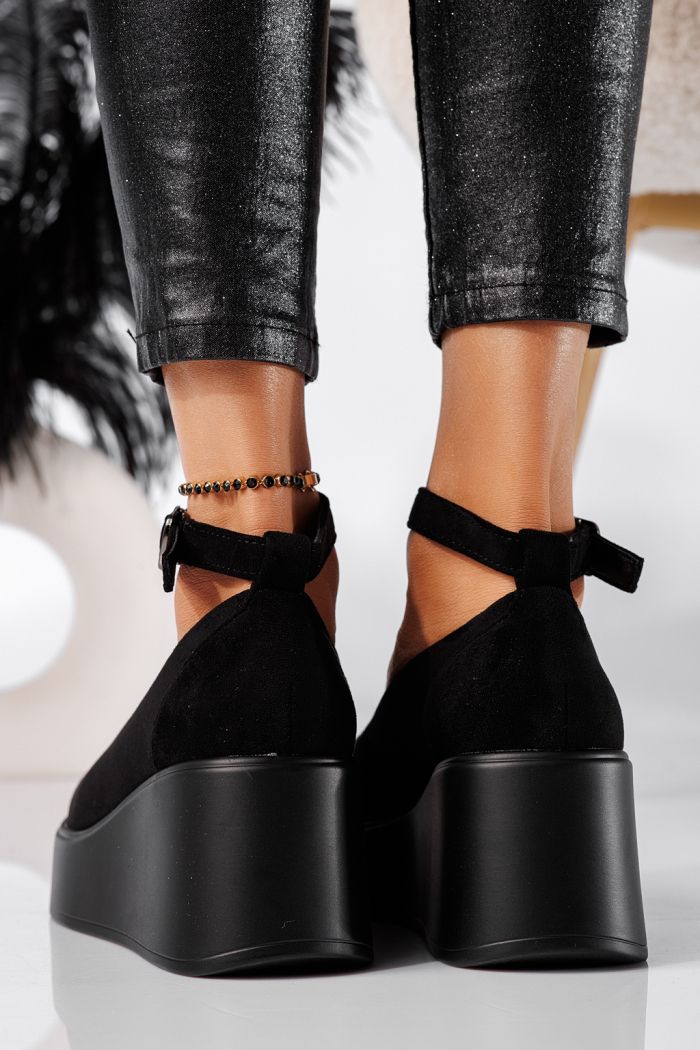 Всекидневни дамски обувки черни от обърната еко кожа Selena #24658