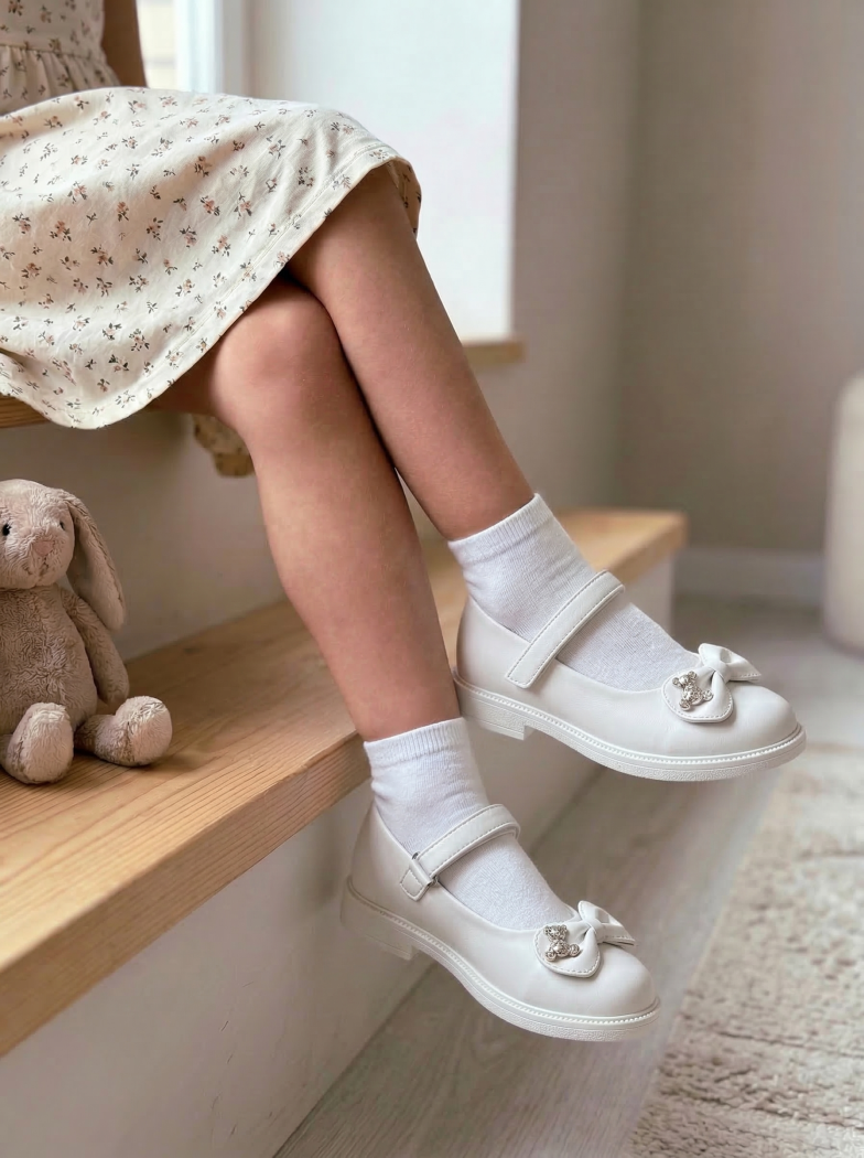 Бели момичешки обувки от екокожа Lorete2 #24627
