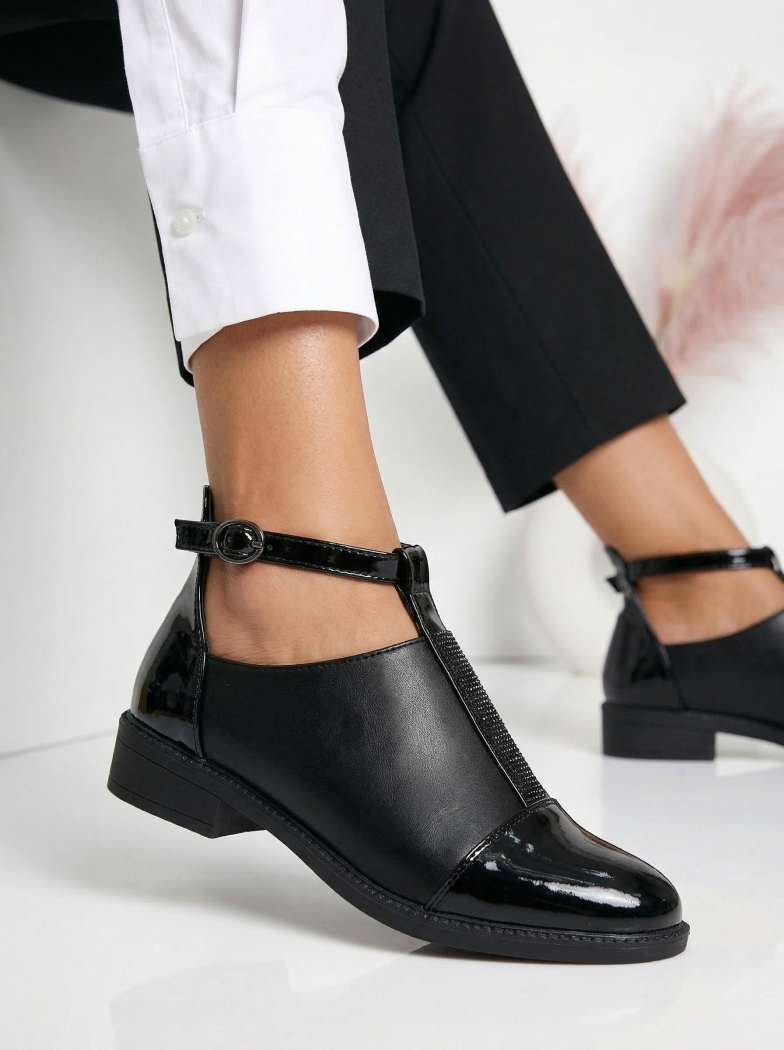 Дамски черни ежедневни обувки от екокожа Kara #24660