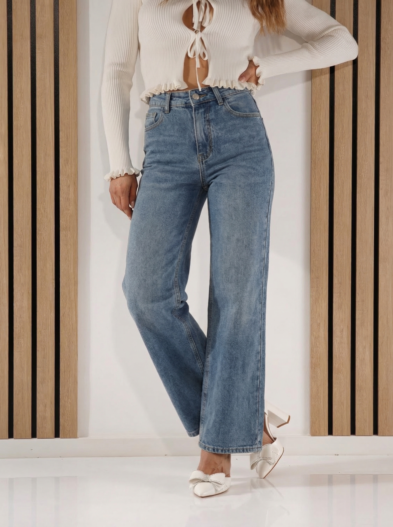 Дамски Дънки Wide Leg Dani сини #A1419