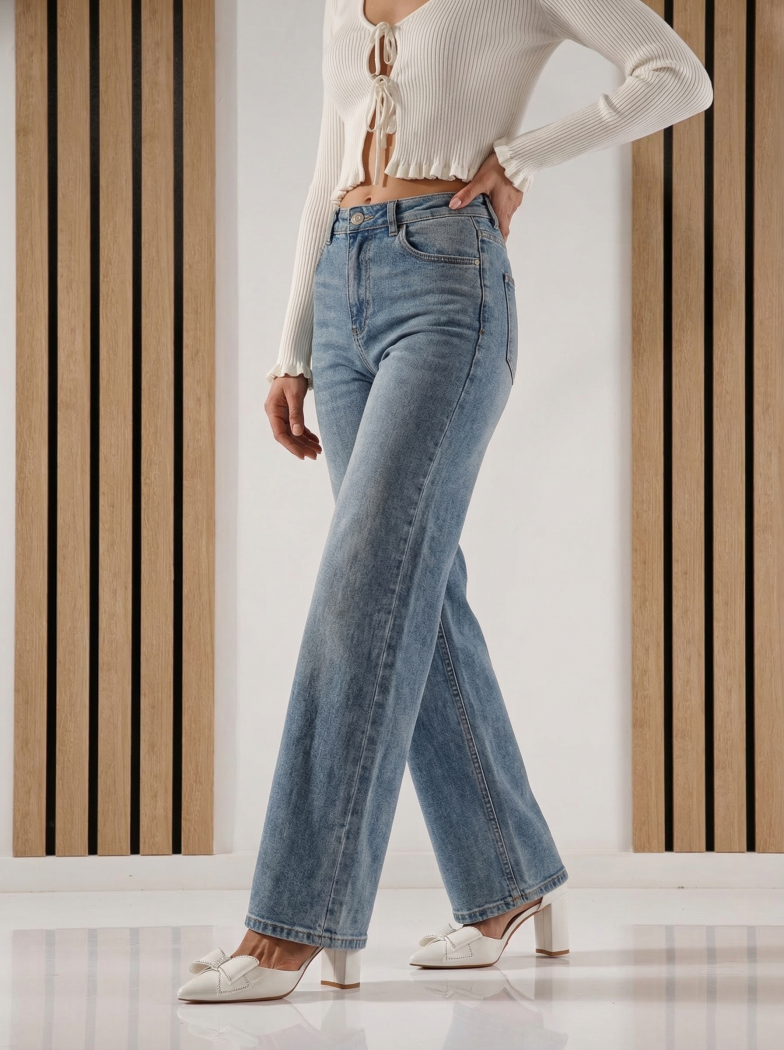 Дамски Дънки Wide Leg Dani сини #A1419