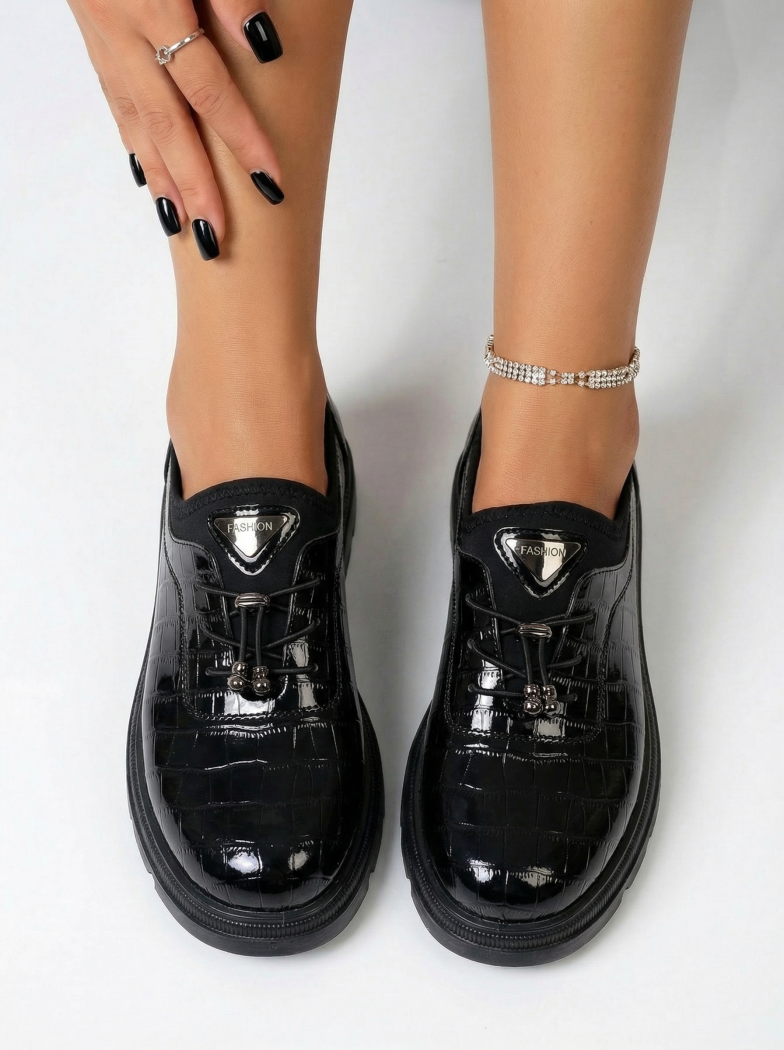 Дамски черни ежедневни обувки от лачена кожа Mariah #24606